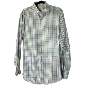 Peter‎ Millar Pastel Plaid Long Sleeve Size Medium 100% Cotton